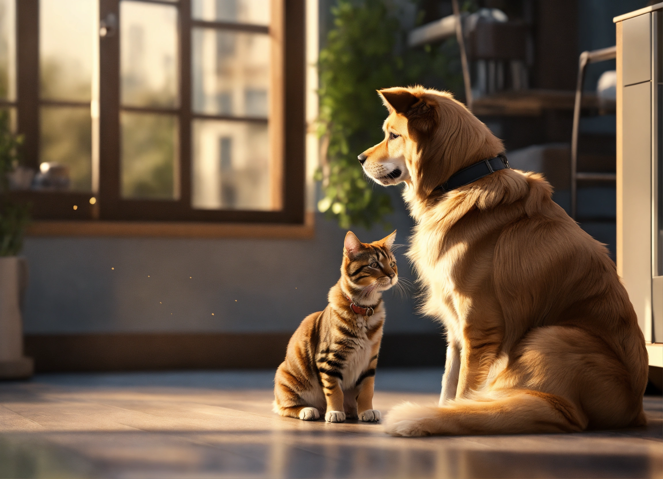 Como Identificar Dor em Cães e Gatos? Guia Completo para Identificar e Ajudar Seu Pet 9 um gato ao lado de um cão na cozinha