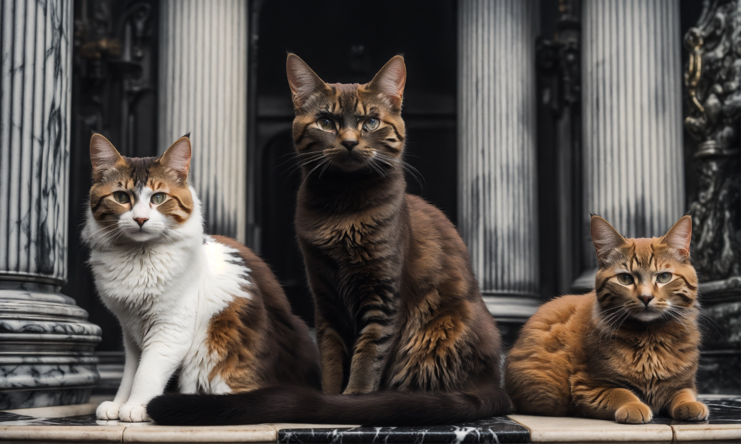 Nomes para Gatos Fêmeas: As Melhores Sugestões para Sua Gatinha 1 Ilustração de três gatinha fêmea fofa e curiosa, sentada em um ambiente aconchegante, representando ideias de nomes para gatos femeas.