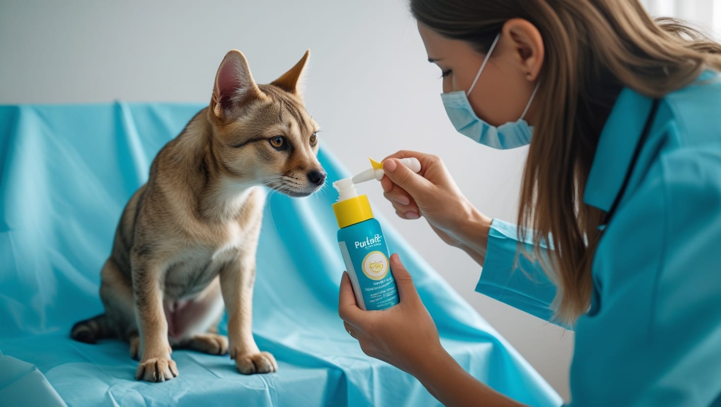 Pulgas e Carrapatos: O Que Realmente Funciona para Proteger Seu Pet 3 Tutor aplicando antipulgas em seu cachorro de forma segura, garantindo a proteção contra pulgas e carrapatos.