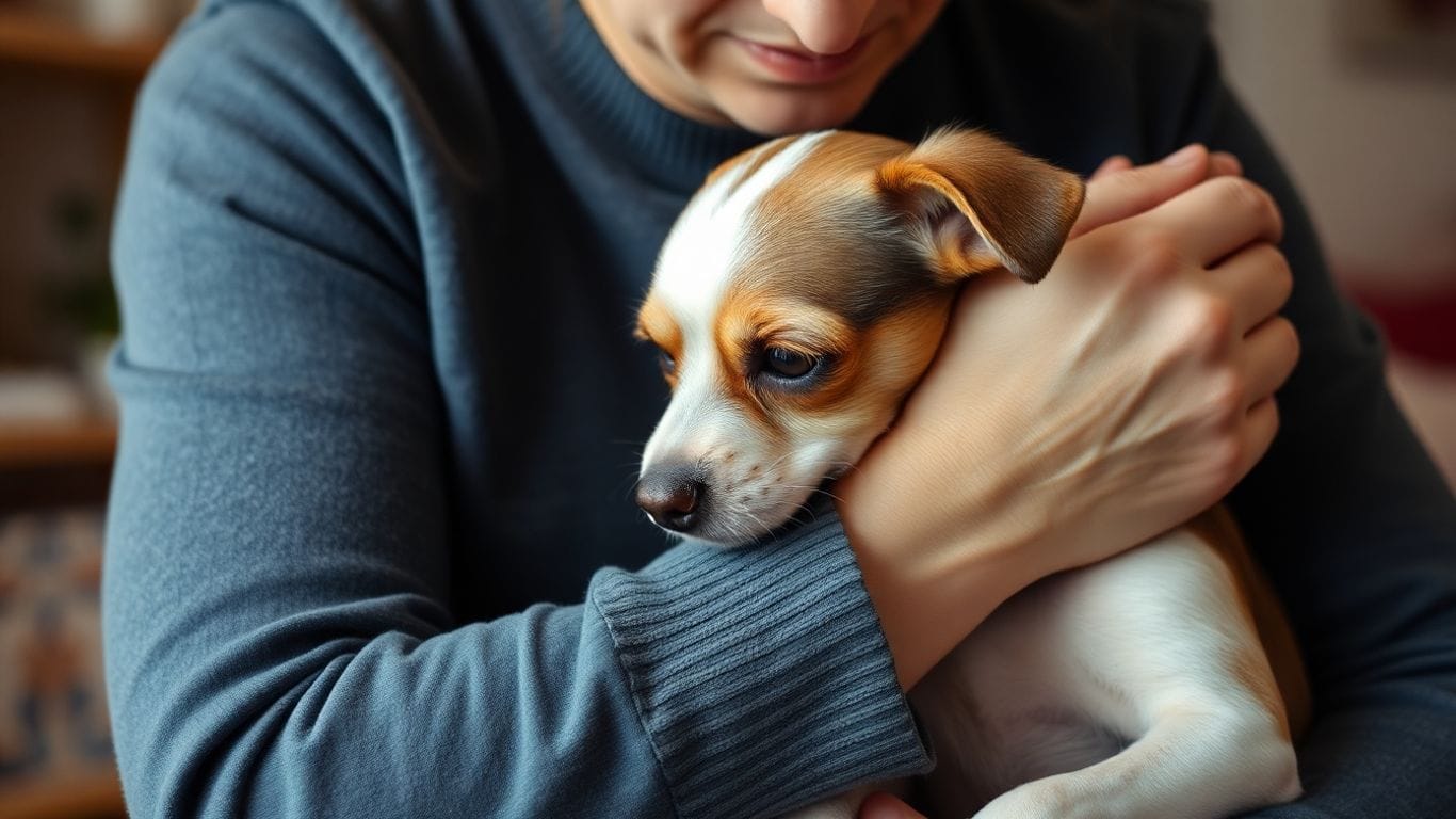 Cachorro Vomitando: O Que Fazer e Quando Ir ao Veterinário 4 Cachorro vomitando, dono preocupado, cuidados em casa.