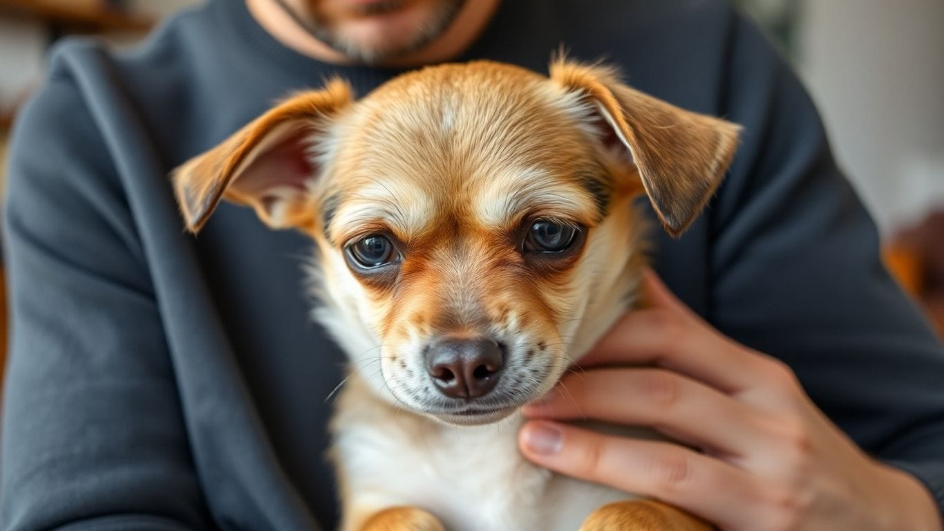 Cachorro Vomitando: O Que Fazer e Quando Ir ao Veterinário 5 Cachorro vomitando, dono preocupado em casa.